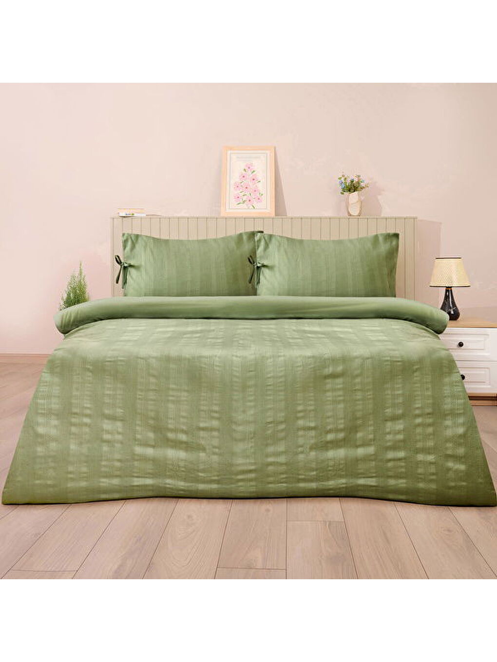 Soft Armürlü Çift Kişilik Nevresim Takımı - Yeşil