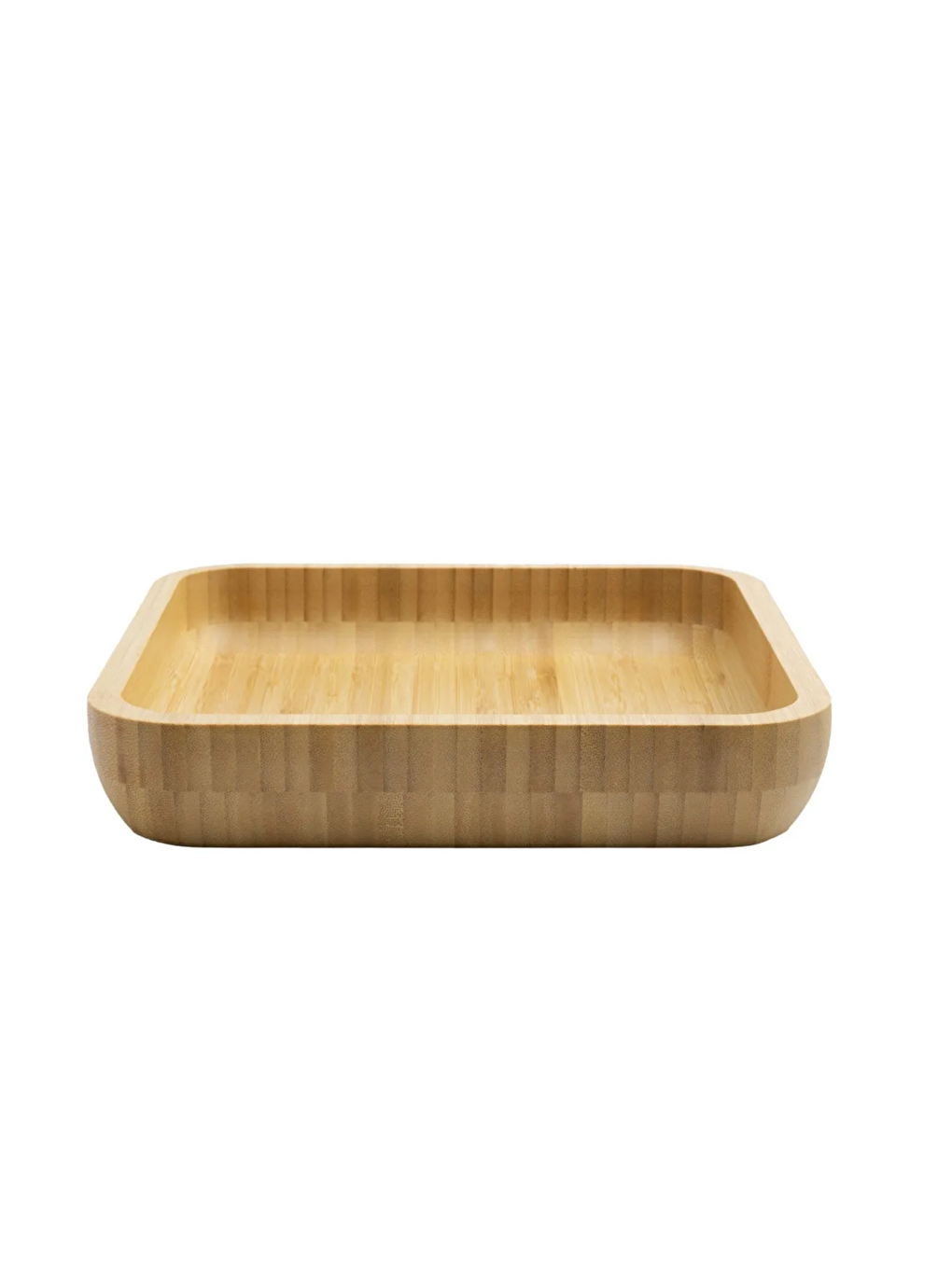 Kitchen Design Lab Açık Kahverengi Kare Bambu Orta Boy Çok Amaçlı Kase, Bambu Çerezlik, Sunum Tabağı 16 Cm