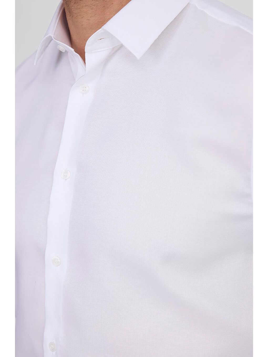 Slim Fit Beyaz Non-Iron %100 Pamuk Doğa Dostu Ekoteks Belgeli Ütü Gerektirmez Gömlek-2