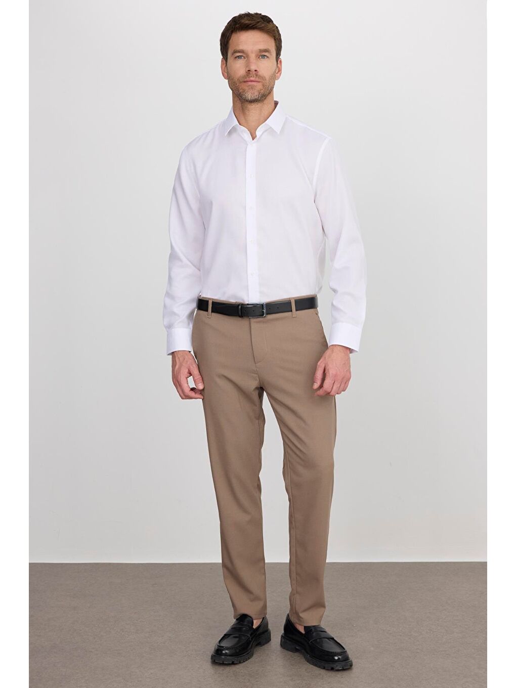 Slim Fit Beyaz Non-Iron %100 Pamuk Doğa Dostu Ekoteks Belgeli Ütü Gerektirmez Gömlek-3