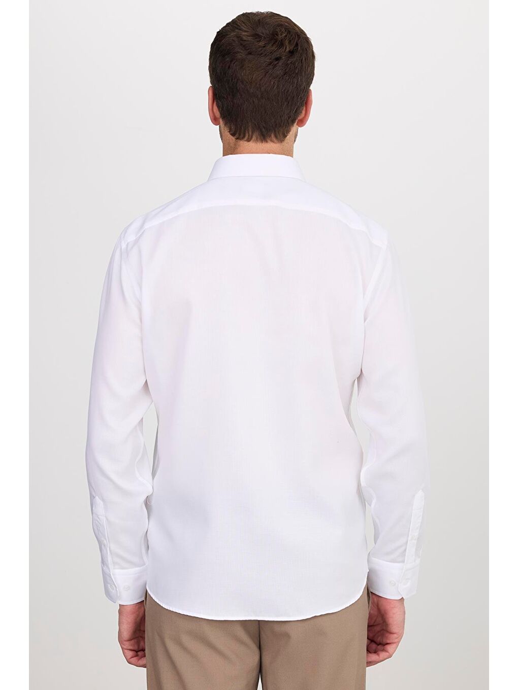 Slim Fit Beyaz Non-Iron %100 Pamuk Doğa Dostu Ekoteks Belgeli Ütü Gerektirmez Gömlek-6