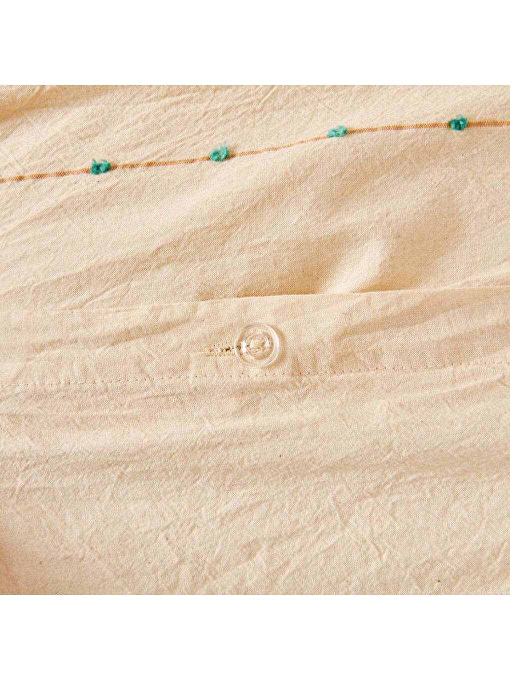 Soft Elias İpliği Boyalı Çift Kişilik Nevresim Takımı - Ekru / Mavi-3