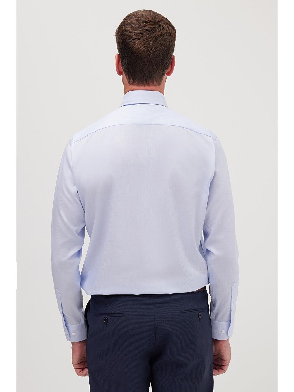 Regular Fit Mavi Non-Iron %100 Pamuk Doğa Dostu Ekoteks Belgeli Ütü Gerektirmez Gömlek-6