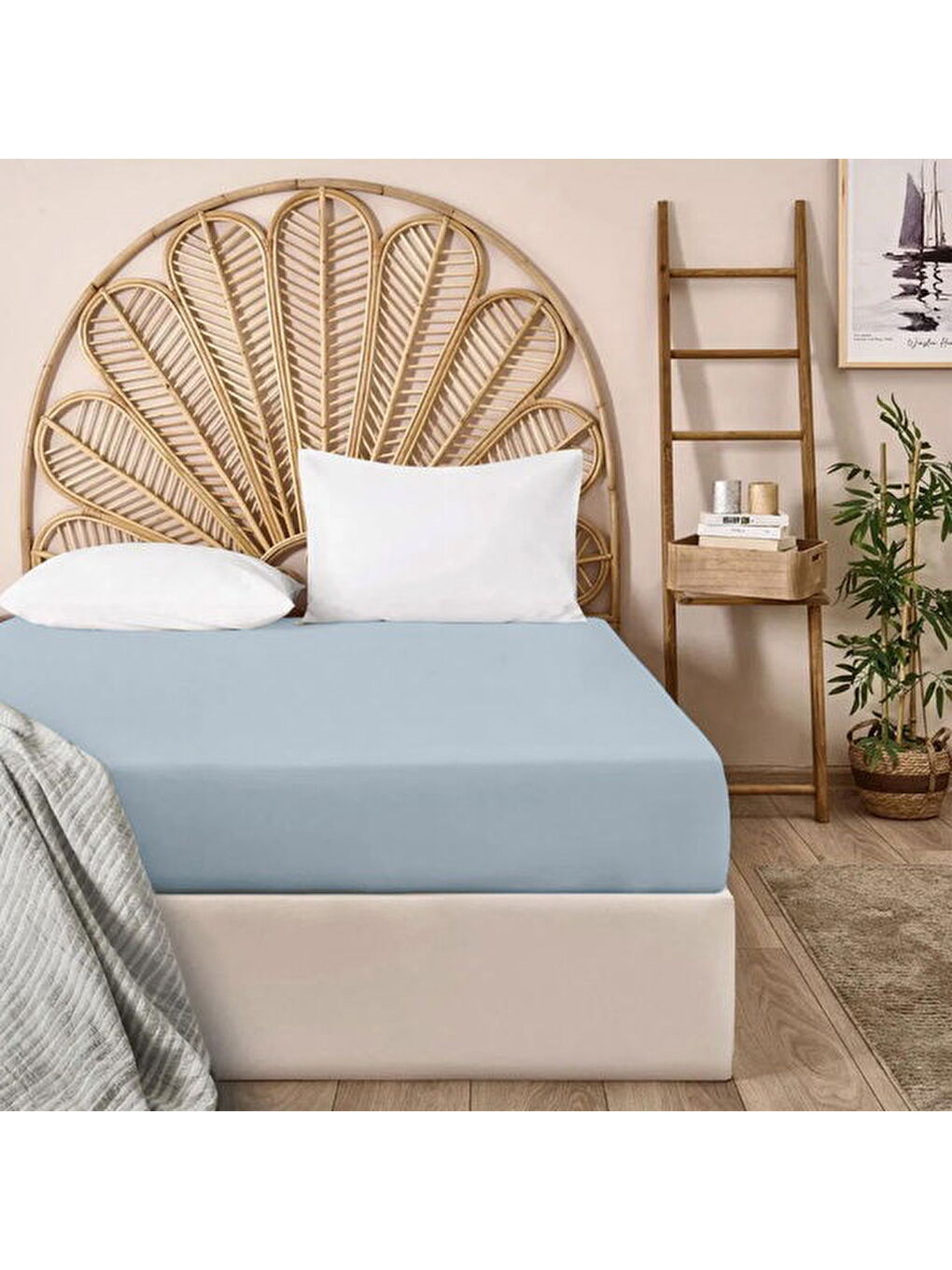 Soft Penye Çift Kişilik Lastikli Çarşaf - Mavi - 160x200 cm