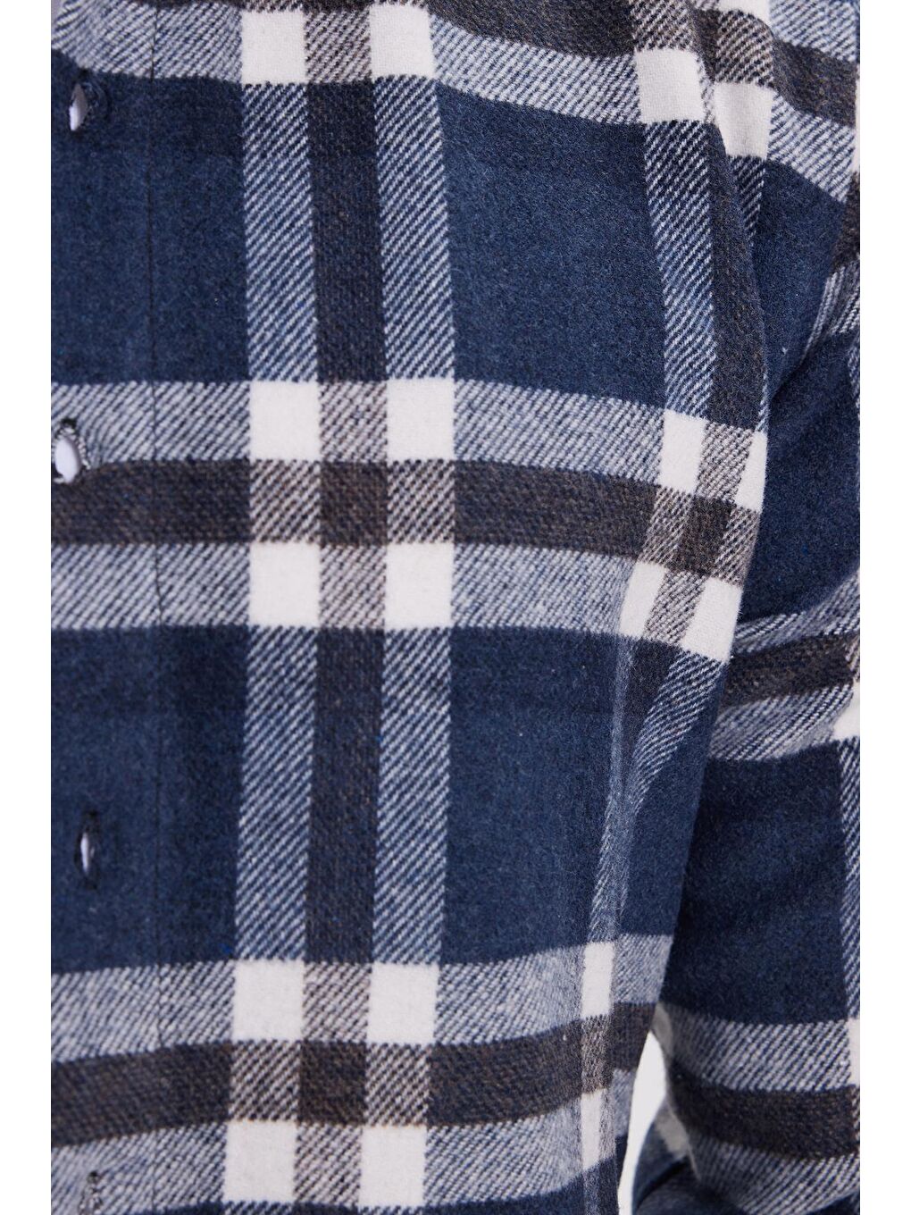 Lacivert Erkek Slim Fit Dar Kesim Kareli Kışlık Oduncu Gömlek-4