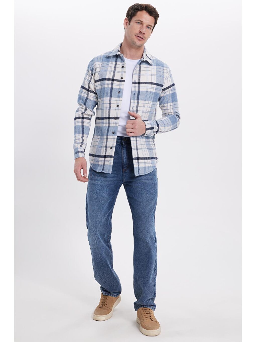 Karışık Erkek Slim Fit Dar Kesim Kareli Kışlık Oduncu Gömlek-2