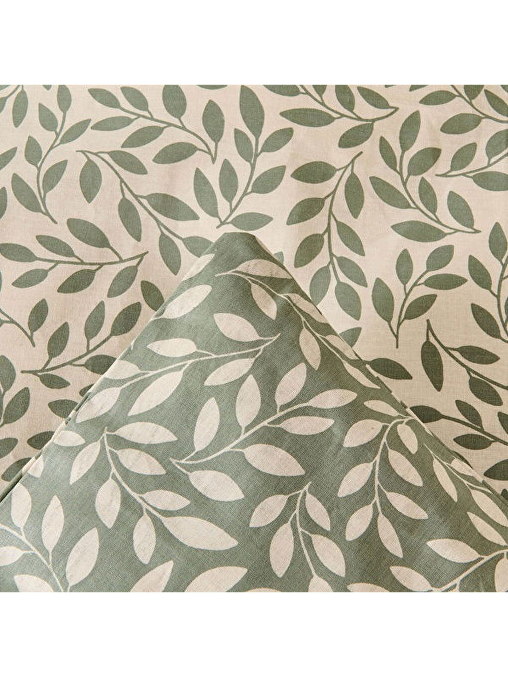 Siyah Soft Sylvara Çift Kişilik Nevresim Takımı - Ekru / Yeşil-5