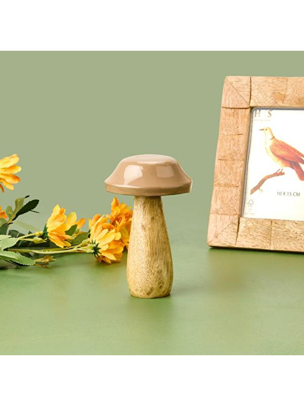 Mantar Obje - Bej / Taba - 9x15 cm