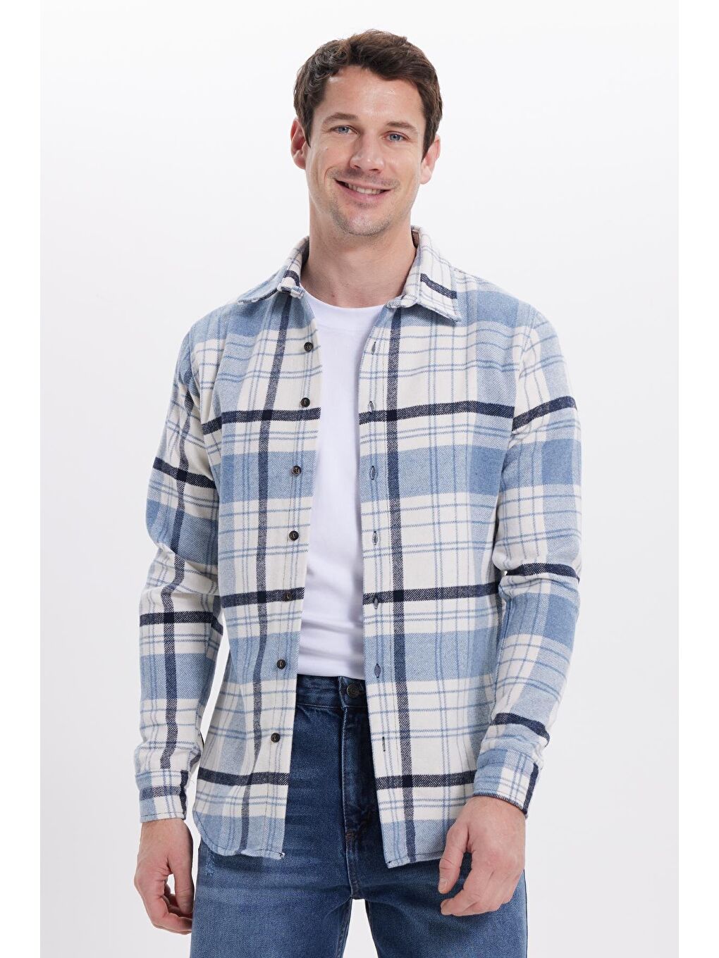 Karışık Erkek Slim Fit Dar Kesim Kareli Kışlık Oduncu Gömlek-6