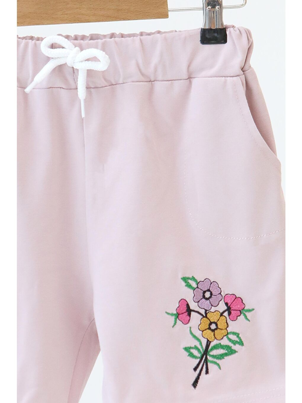 Pembe Kız Çocuk Gül Baskılı Şort - 27331-1