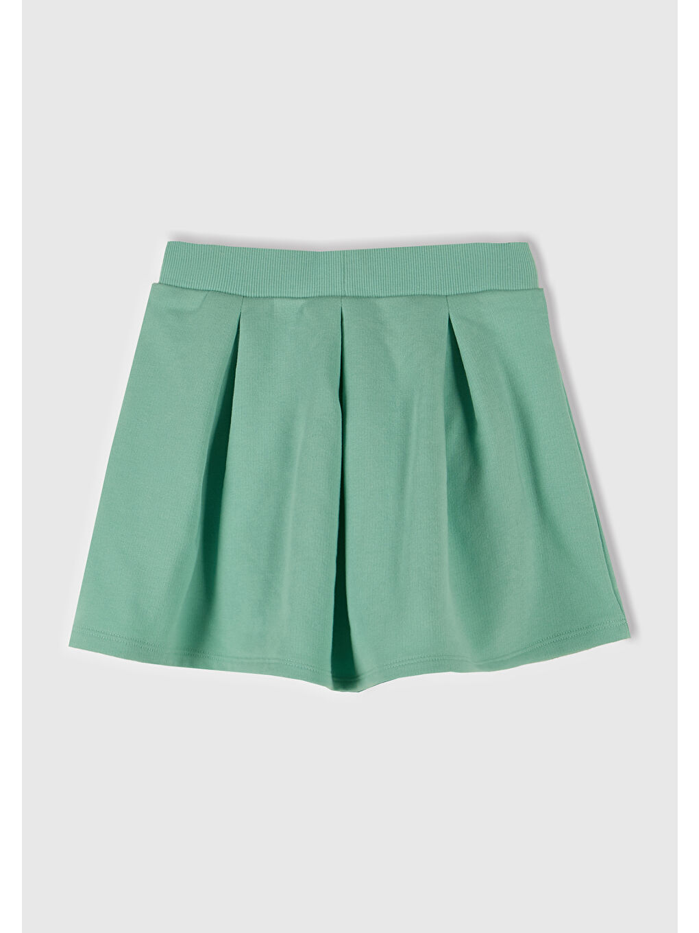 Turkuaz Kız Çocuk Su Yeşili Logo Etiketli Pileli Bel Bantlı Etek-2