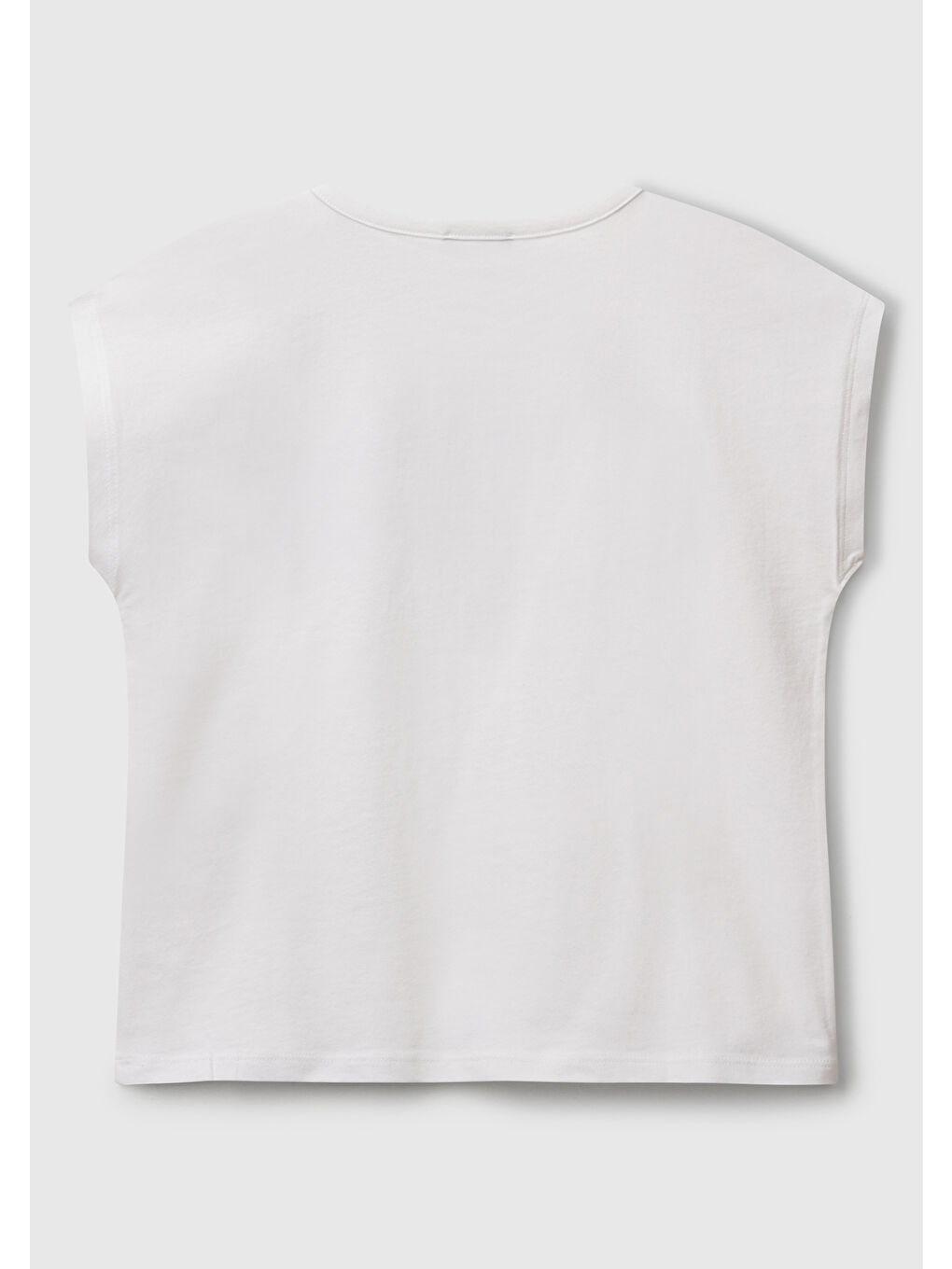 Kız Çocuk Beyaz Benetton Logo Baskılı T-Shirt-1