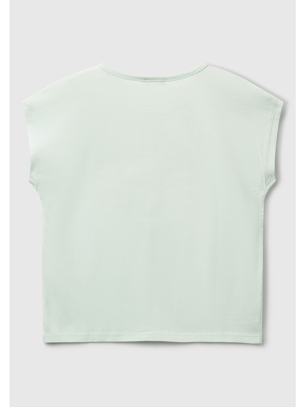 Turkuaz Kız Çocuk Su Yeşili Benetton Logo Baskılı T-Shirt-1