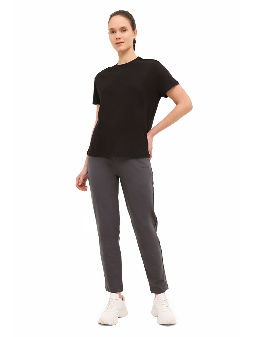 WB 11ADA 6FX Siyah Kadın Kısa Kol T-Shirt-2