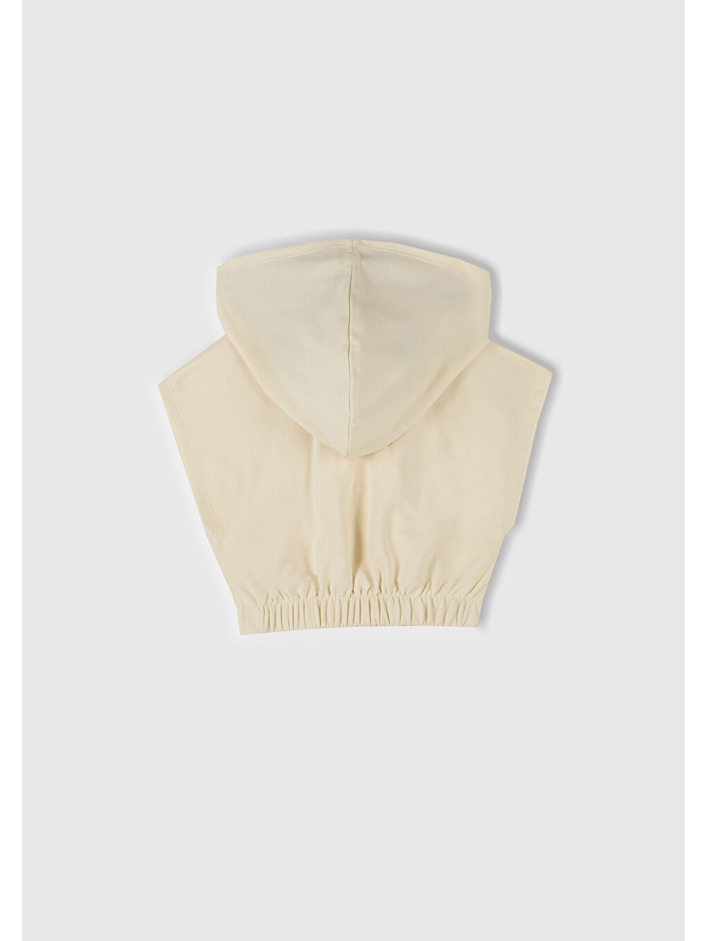 Kız Çocuk Ekru Önü Aplikeli Nakış Detaylı Kolsuz Kapüşonlu Sweatshirt-2