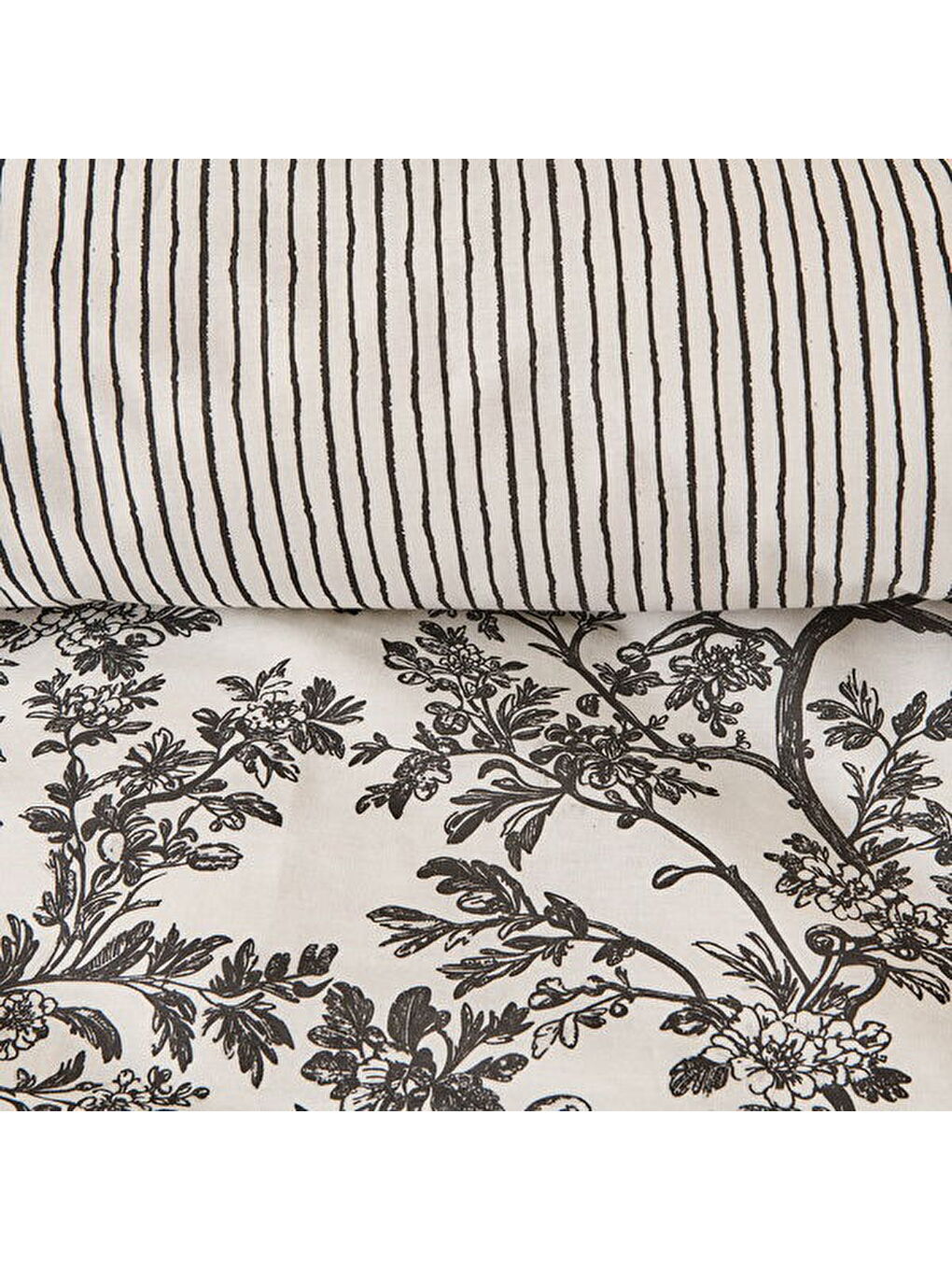 Siyah Soft Peace Çift Kişilik Nevresim Takımı - Beyaz / Antrasit-3