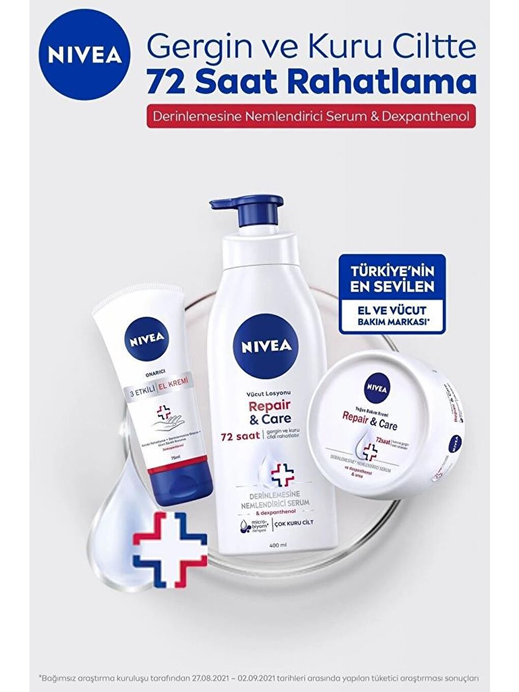 NIVEA Şeffaf Atopik Ciltler Için Vücut Serumu Repair & Care 400 ml x2 Adet, Çok Kuru Cilt, 72 Saat Ne mlendirme - 3