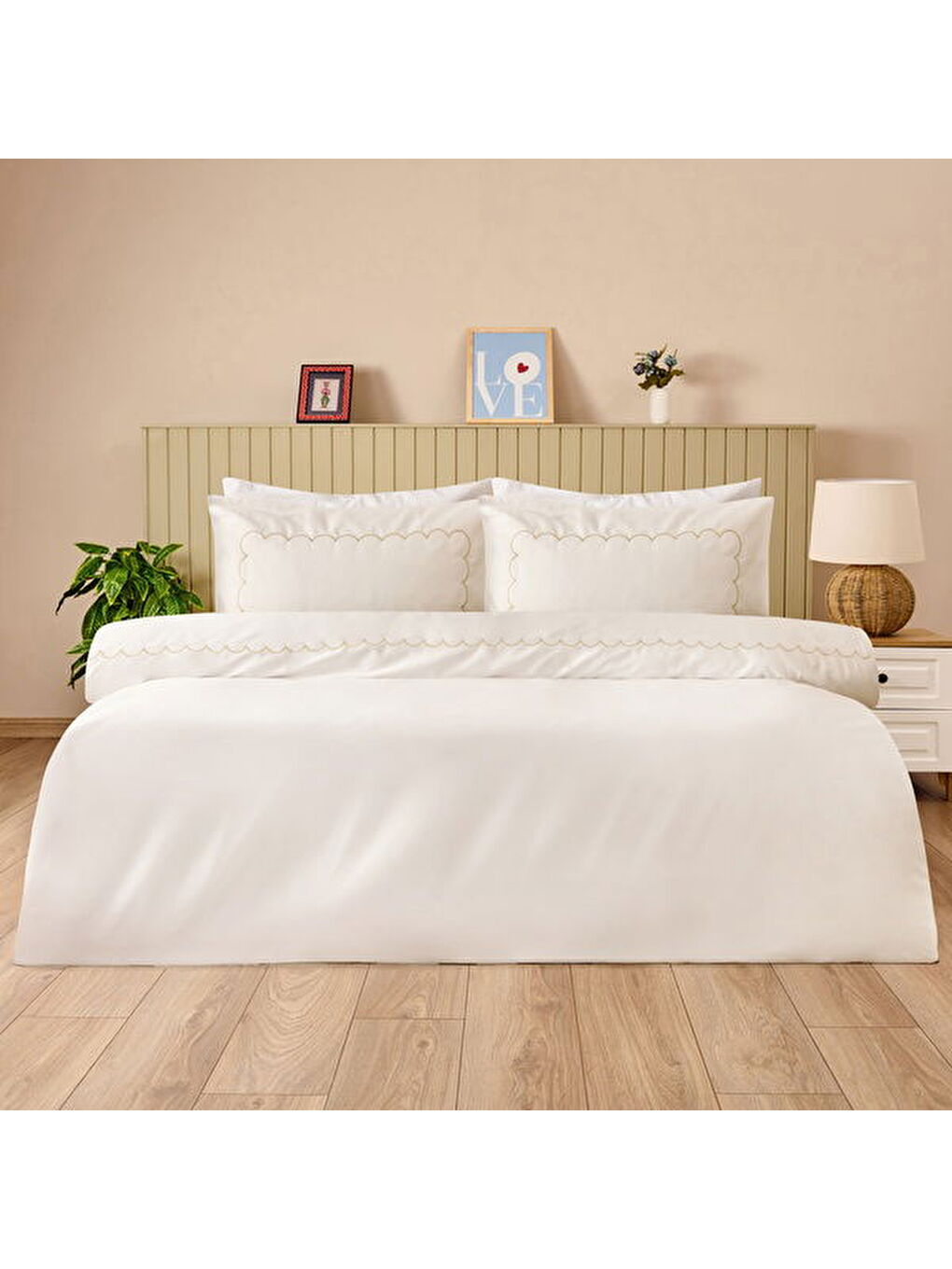 Soft Galad Çift Kişilik Nevresim Takımı - Beyaz-2