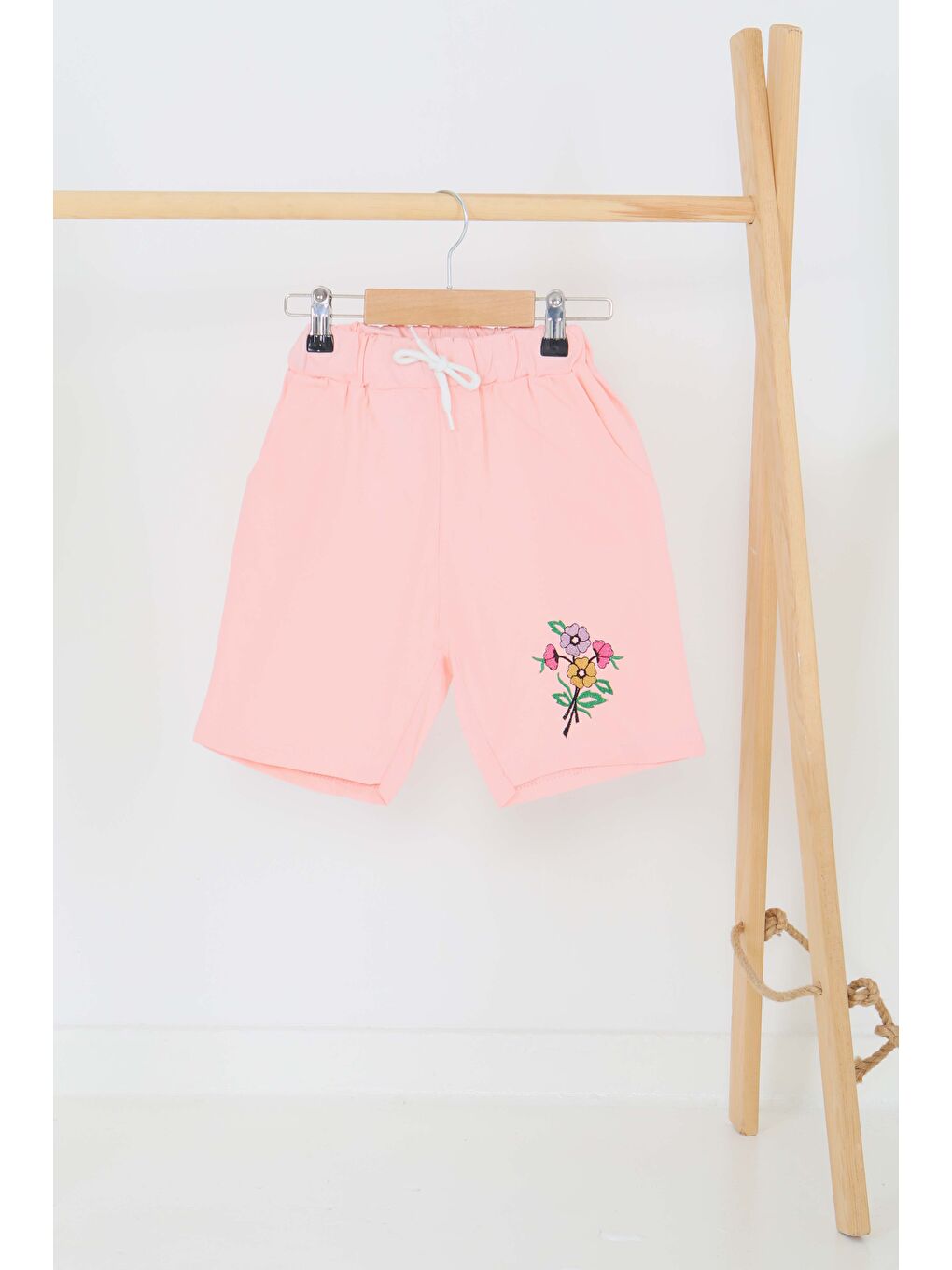 Pembe Kız Çocuk Pudra Baskılı Şort - 27331