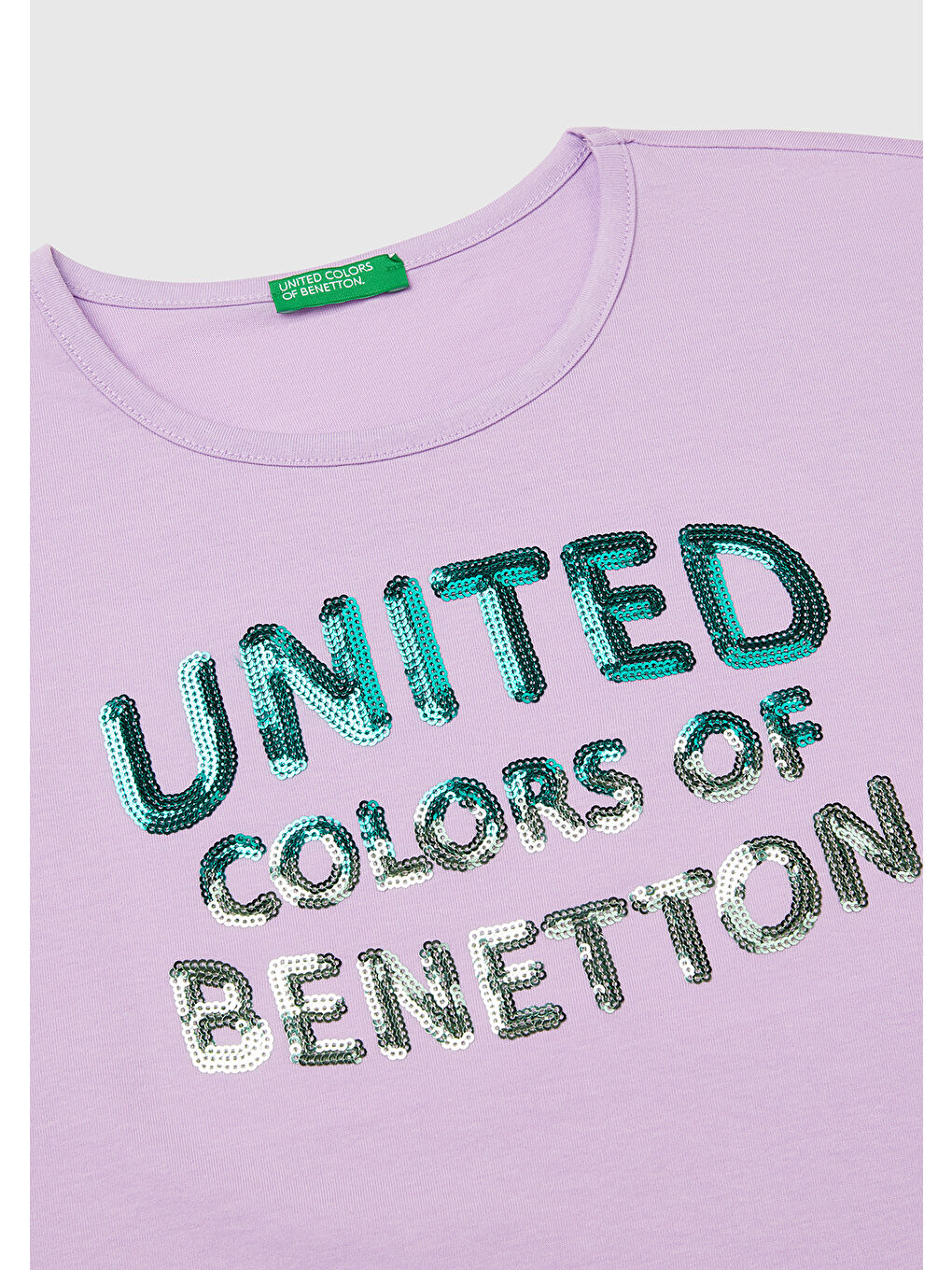 Kız Çocuk Lila Benetton Logo Baskılı T-Shirt-2
