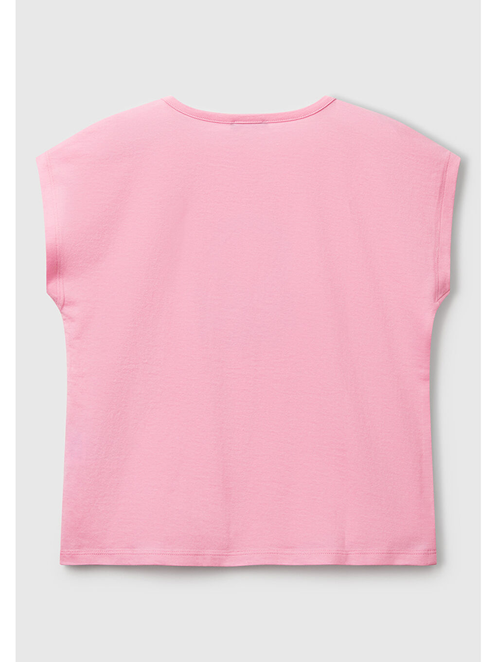 Kız Çocuk Pembe Benetton Logo Baskılı T-Shirt-1