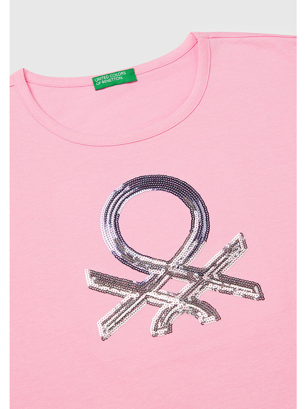 Kız Çocuk Pembe Benetton Logo Baskılı T-Shirt-2