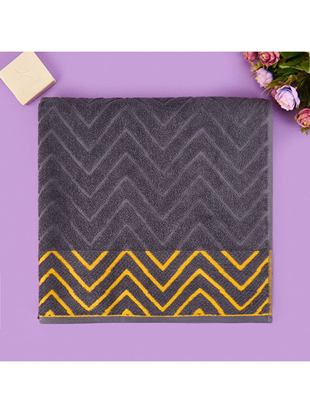 Soft Wave Banyo Havlusu - Antrasit - 70x140 cm