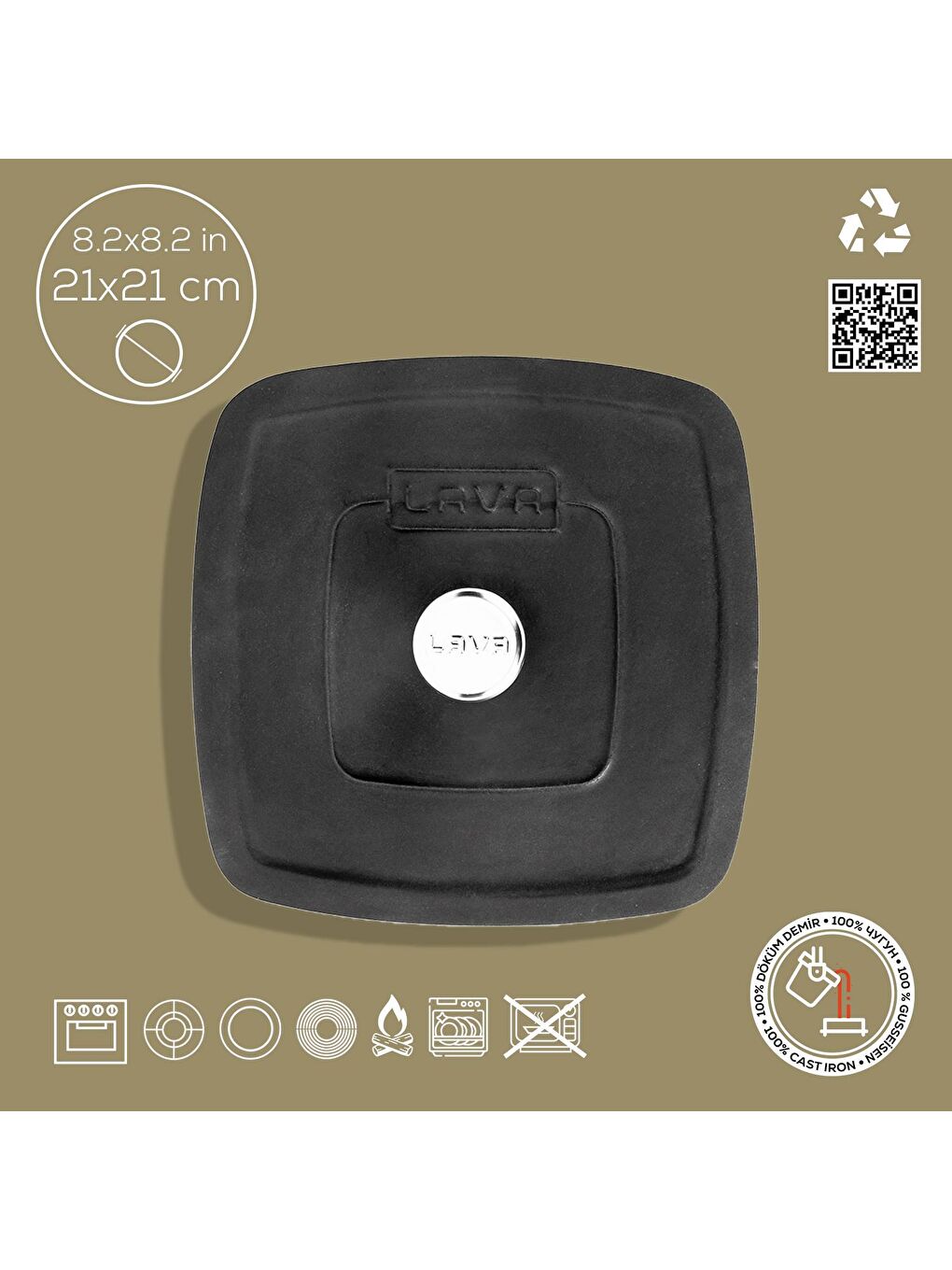 Siyah Kare Izgara Pres Metal Tepe Kulp Ölçü 21x21cm.-4