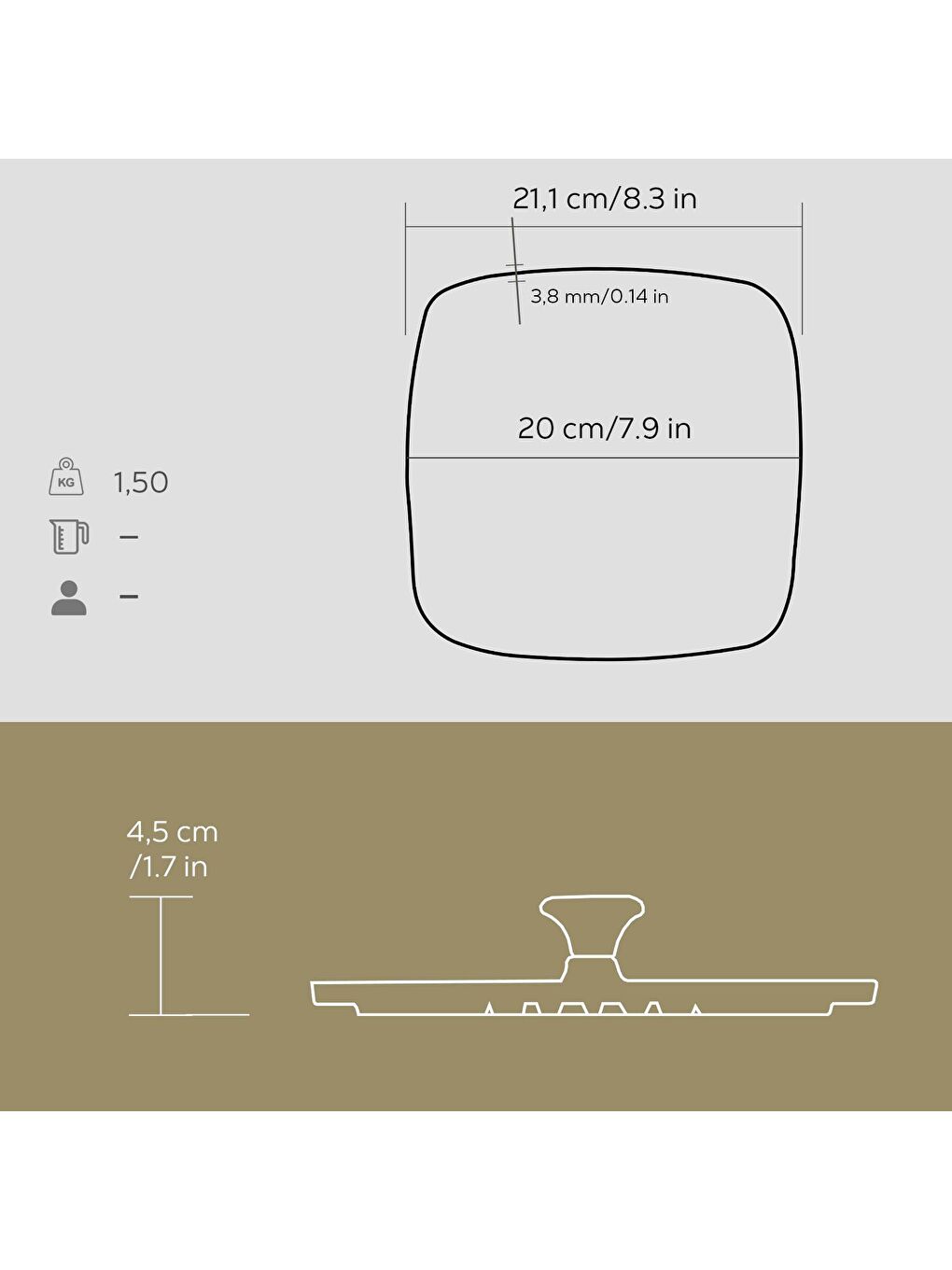 Siyah Kare Izgara Pres Metal Tepe Kulp Ölçü 21x21cm.-5