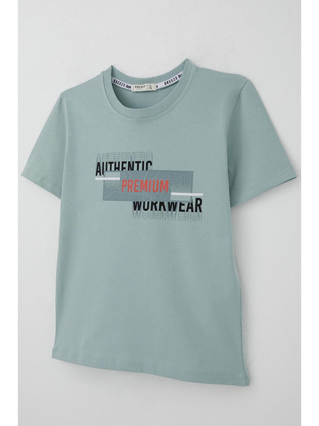 Turkuaz Erkek Çocuk Tişört Yansıma Efekti Yazı Baskılı Su Yeşili (8-14 Yaş)-2