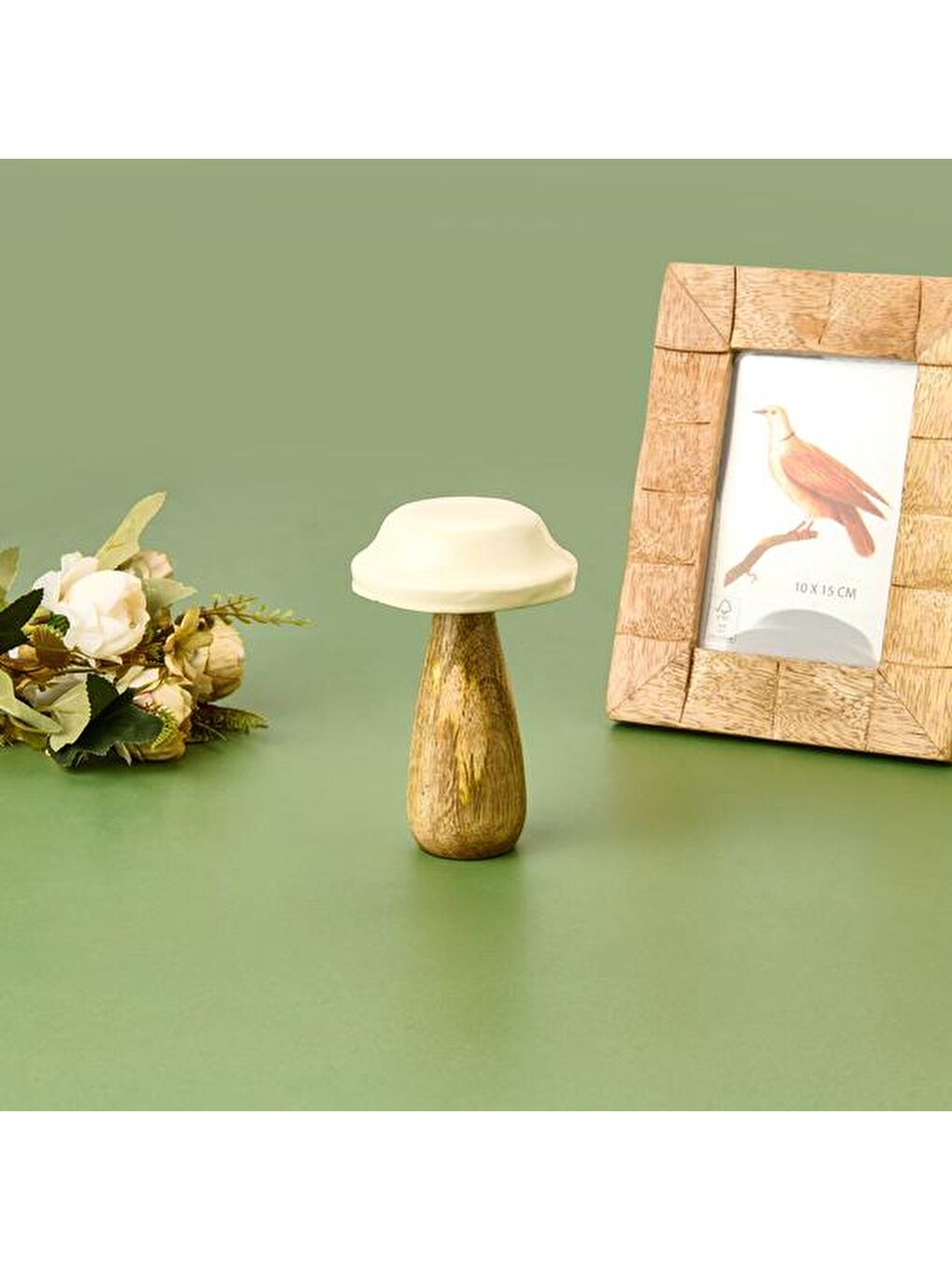 Mantar Obje - Bej / Krem - 9x15 cm