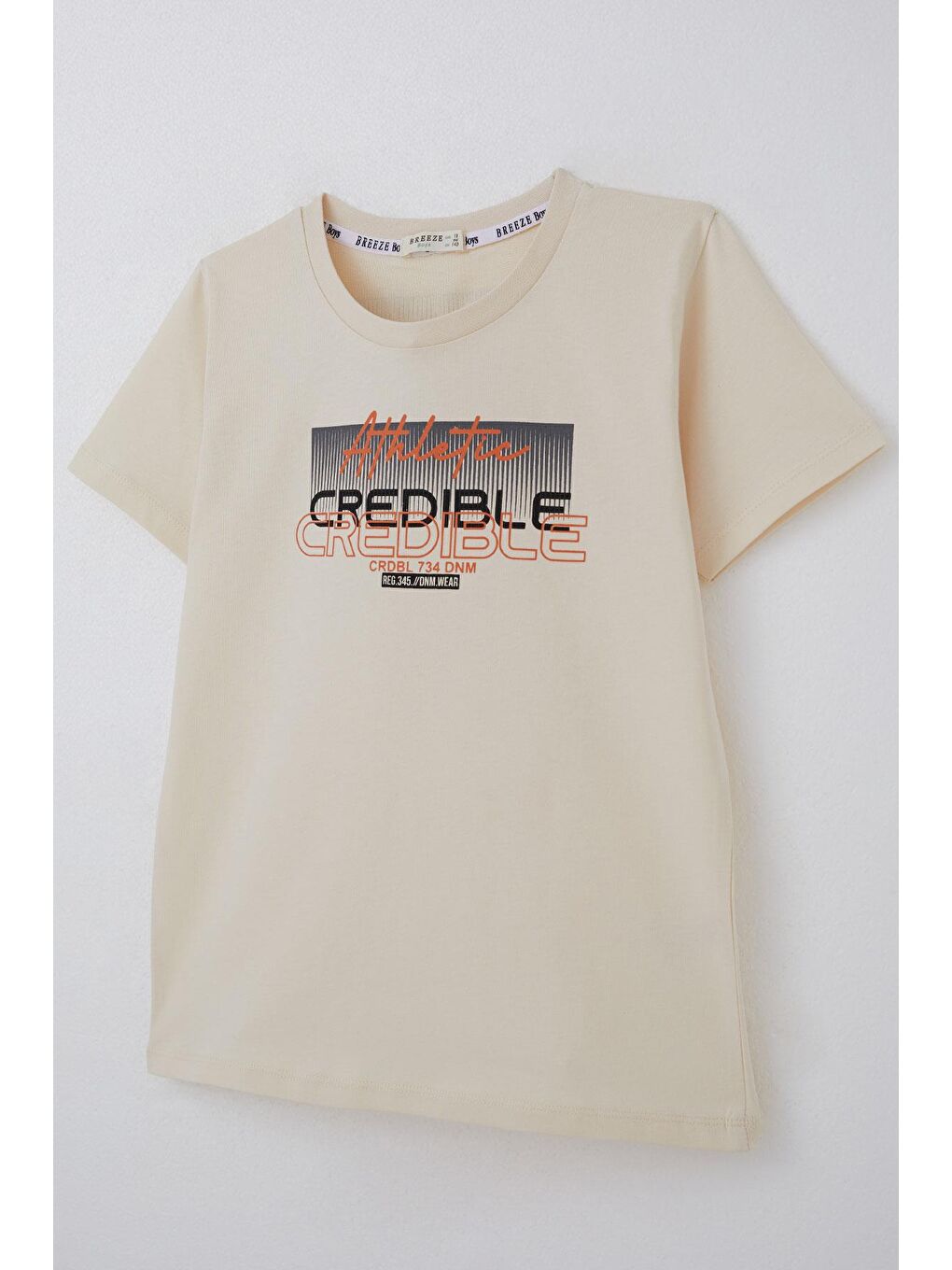 Ekru Erkek Çocuk Tişört Yazı Baskılı Sırt Kısmı Baskı Detaylı Krem (10-16 Yaş)-2