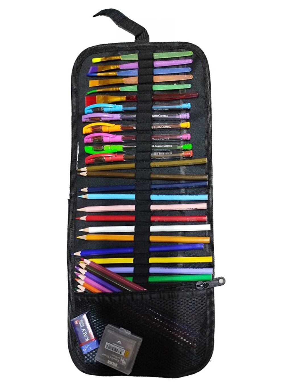 Resim Defteri 25x35 Cm 12 Renk Kuru Boya Dereceli Kurşun Kalem Rulo Kalemlik 24 Bölmeli Hamur Silgi-7