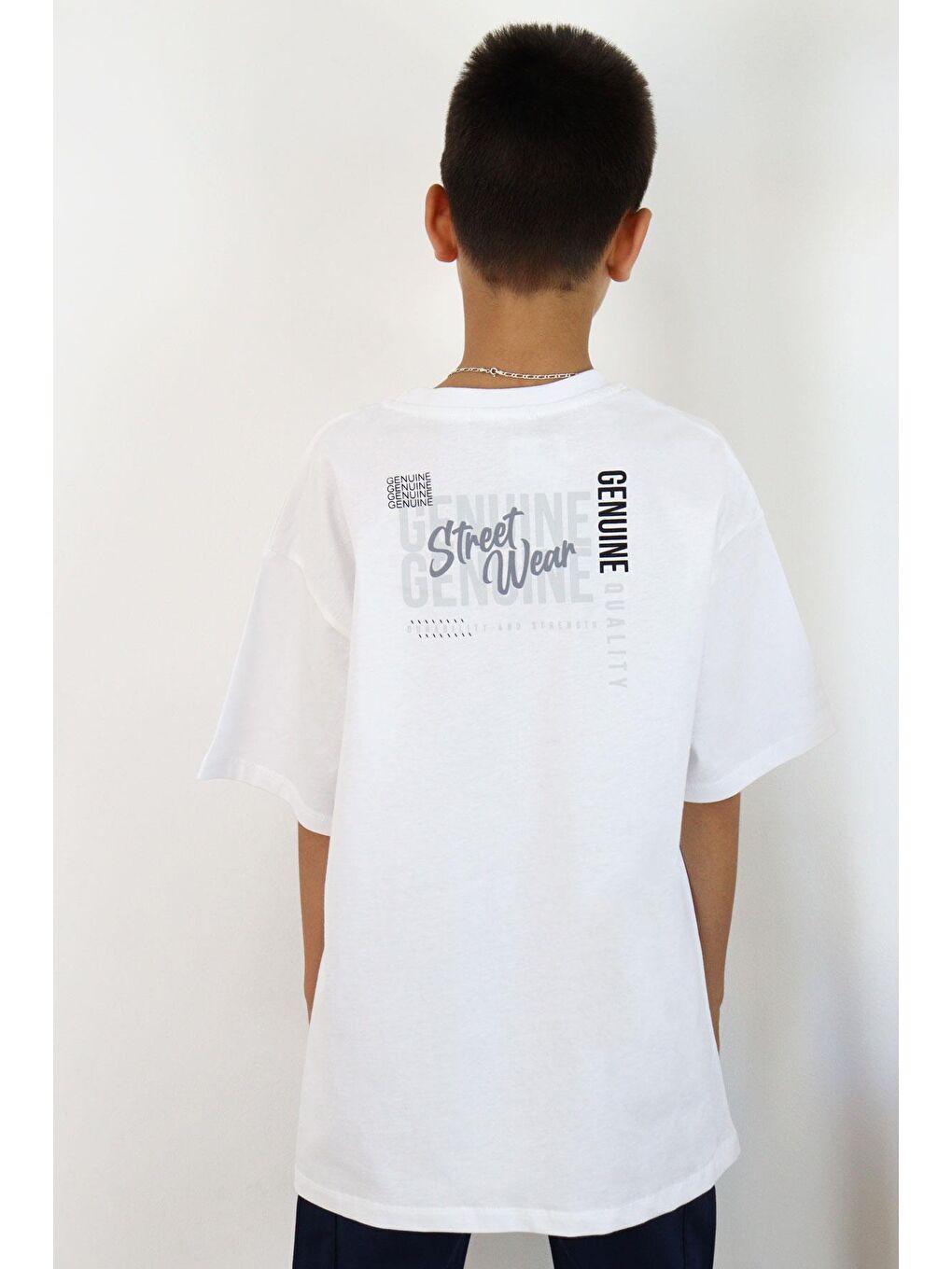 Erkek Çocuk Tişört Sırt Kısmı Yazı Baskılı Beyaz (9-12 Yaş)-2