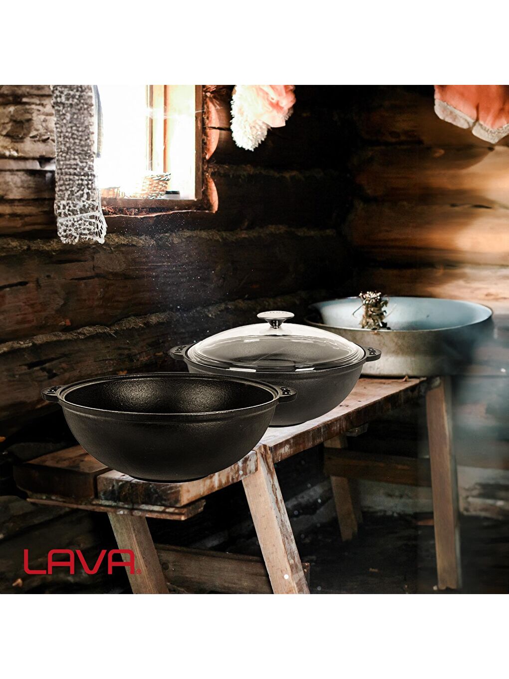 Siyah Yuvarlak Kazan / Tencere. Döküm Demir Yekpare Kulplu Çap(Ø)28cm.-4