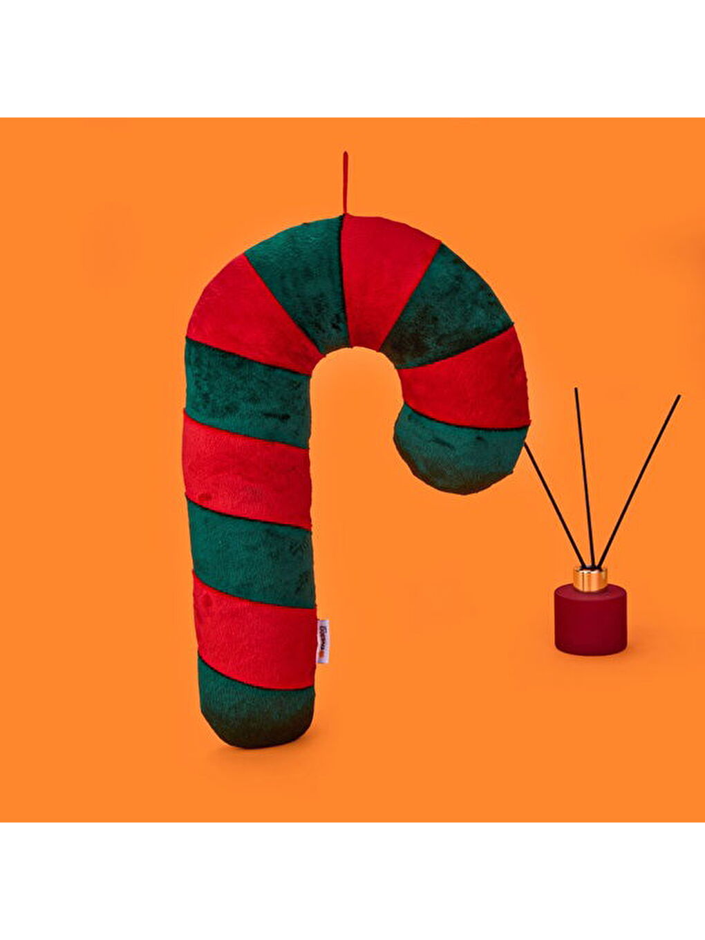 Soft Baston Şeker Figürlü Yastık - Yeşil / Kırmızı - 27x40 cm-5