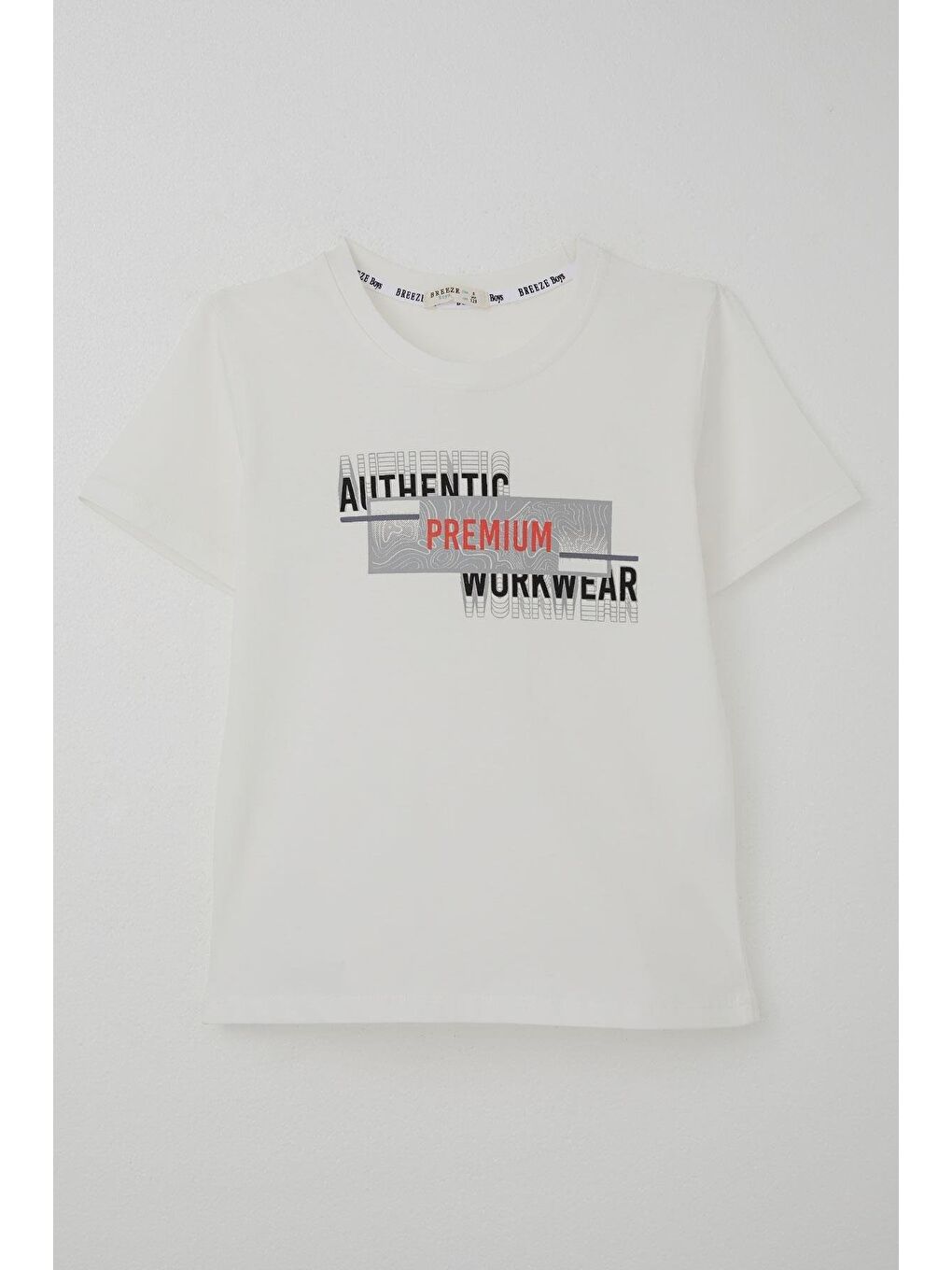 Erkek Çocuk Tişört Yansıma Efekti Yazı Baskılı Ekru (8-14 Yaş)-1