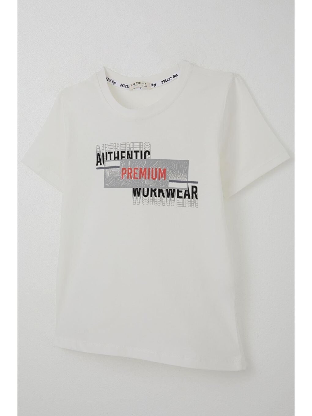 Erkek Çocuk Tişört Yansıma Efekti Yazı Baskılı Ekru (8-14 Yaş)-3