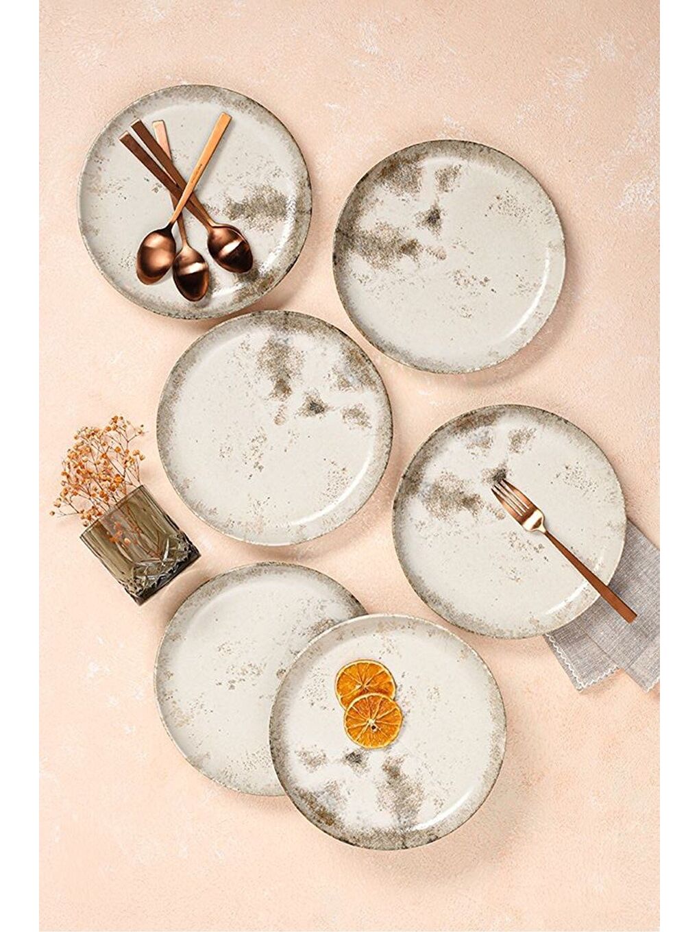 Kahverengi Re-Gen Salda Servis ve Pasta Takımı 6 Kişilik 12 Parça