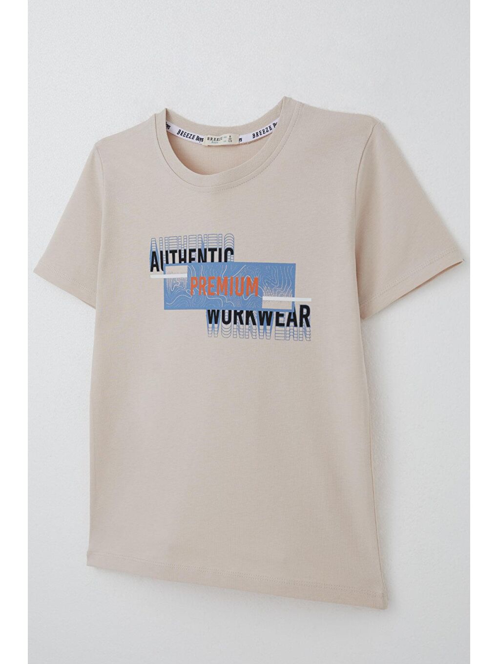 Erkek Çocuk Tişört Yansıma Efekti Yazı Baskılı Bej (8-14 Yaş)-2