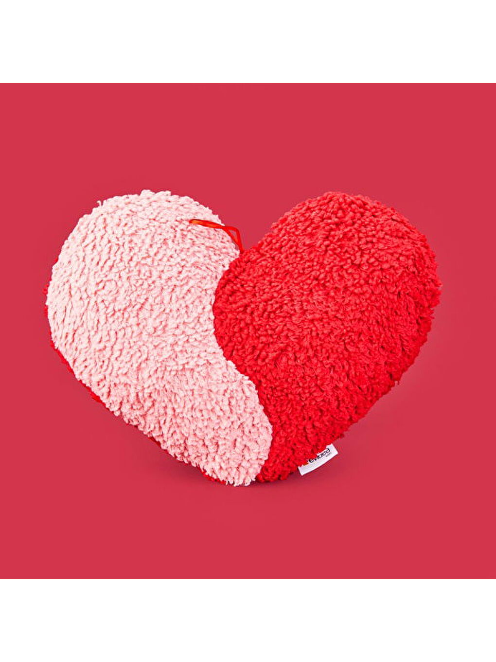 Soft Yinyang Kalp Figürlü Yastık - Pembe / Kırmızı - 33x27 cm-2