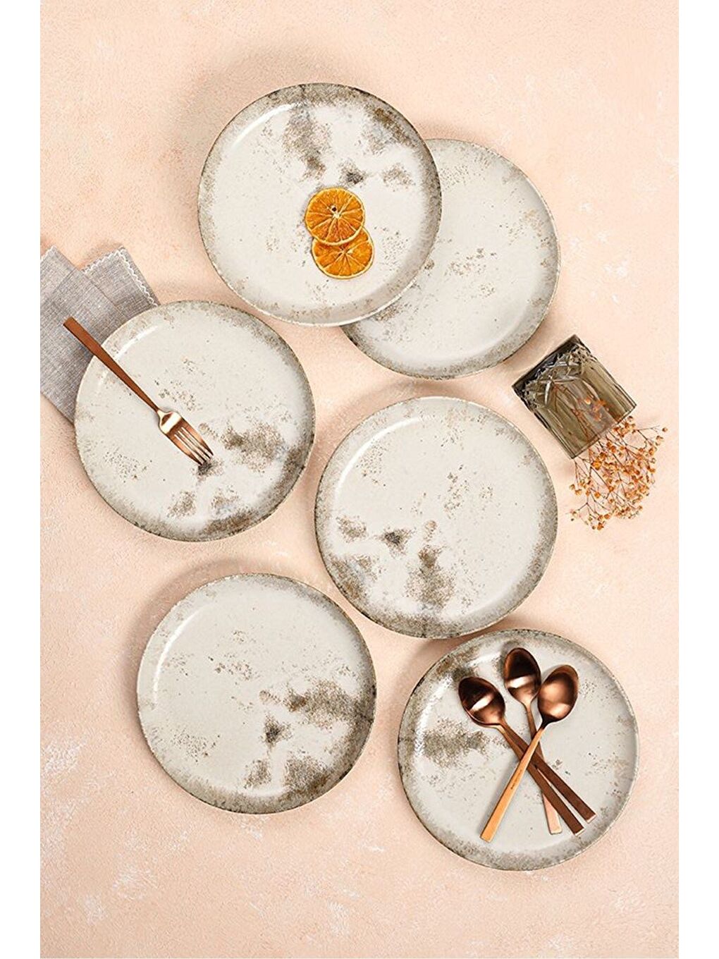 Kahverengi Re-Gen Salda Servis ve Pasta Takımı 6 Kişilik 12 Parça-1