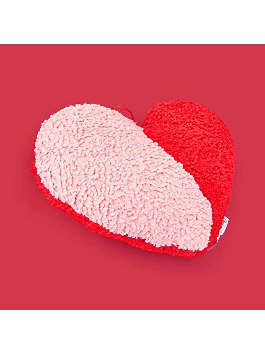Soft Yinyang Kalp Figürlü Yastık - Pembe / Kırmızı - 33x27 cm-3