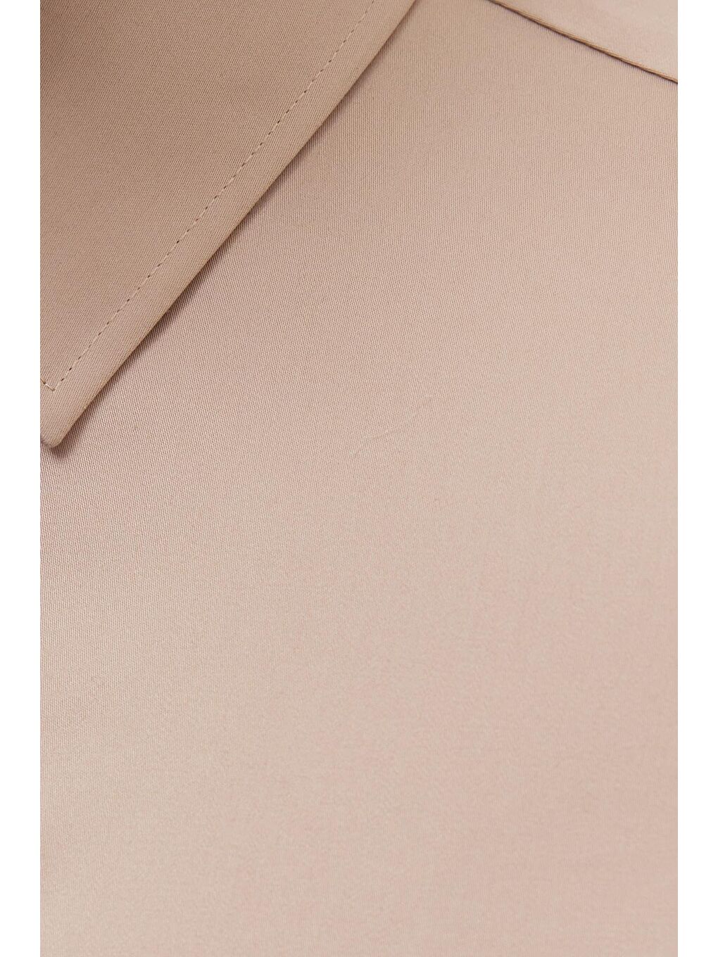 Slim Fit Bej Non-Iron %100 Pamuk Doğa Dostu Ekoteks Belgeli Ütü Gerektirmez Gömlek-5