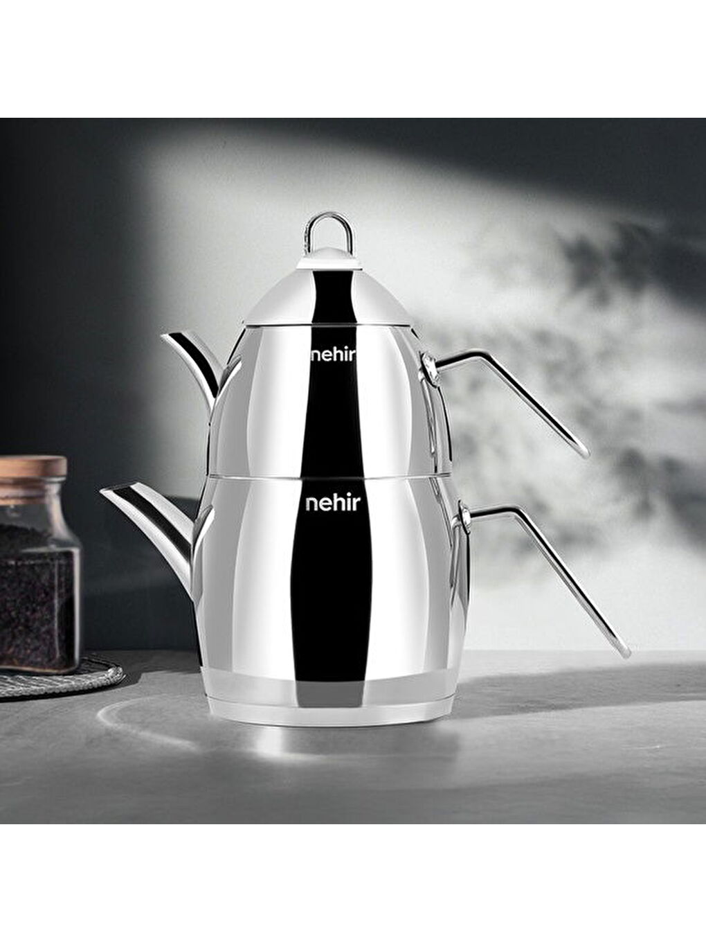 Florina Maxi Çelik Çaydanlık Takımı - Gri - 2,1 lt + 1,4 lt