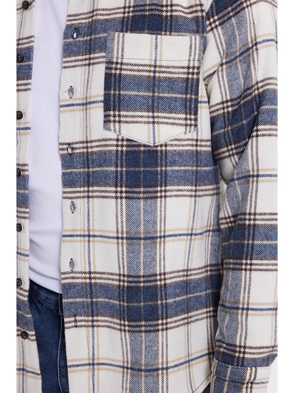 Lacivert Erkek Regular Fit Rahat Kesim Kışlık Kareli Oduncu Gömlek-2