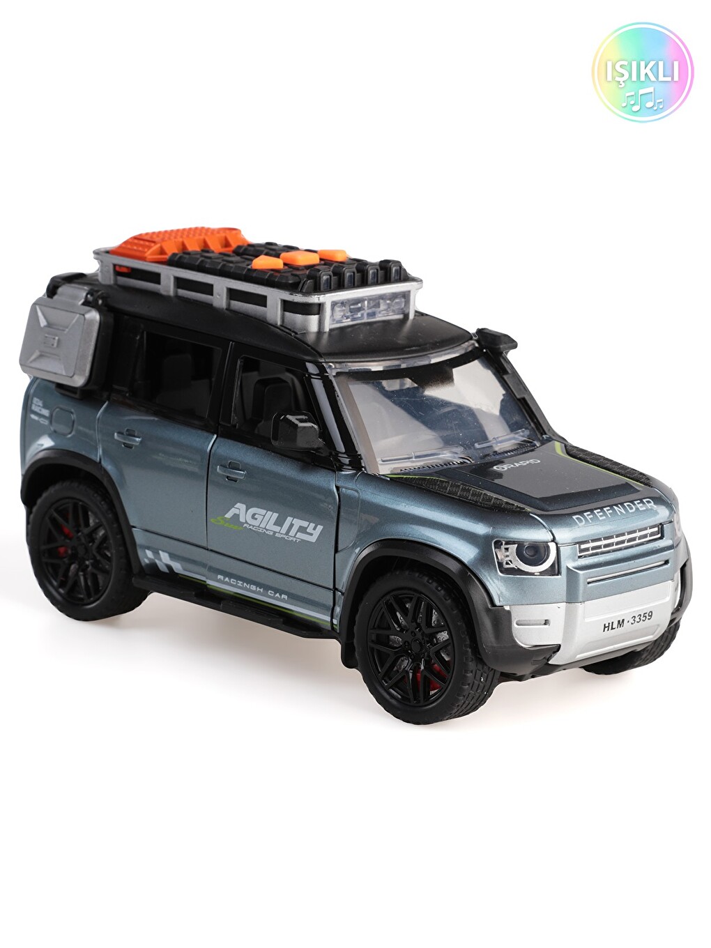 Sürtmeli Işıklı Ve Müzikli Kapıları Açılan Jeep - Gri
