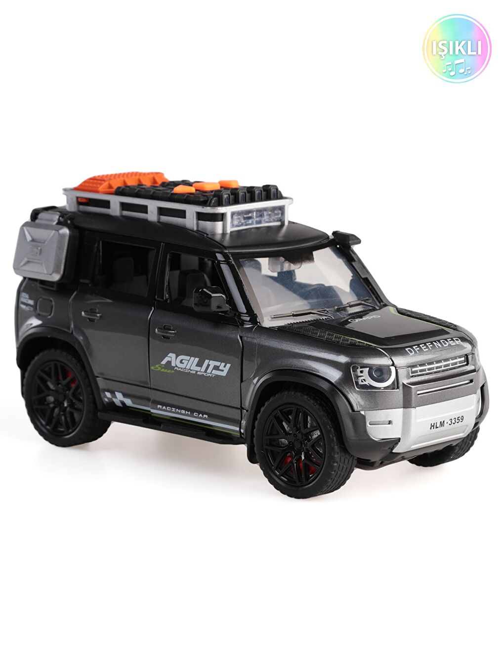 Sürtmeli Işıklı Ve Müzikli Kapıları Açılan Jeep - Gri