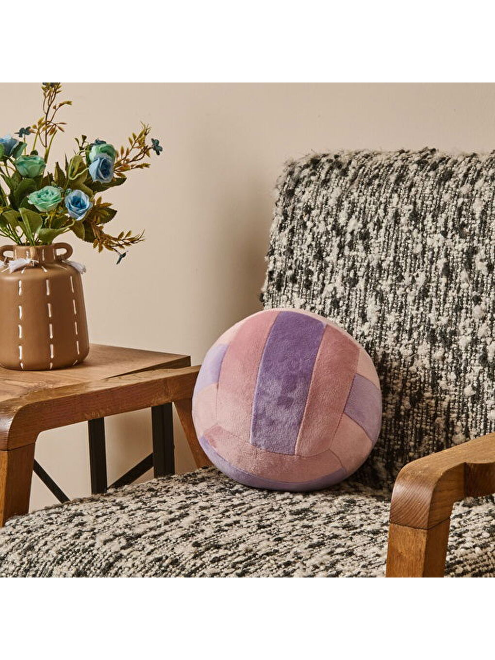 Soft Voleybol Topu Figürlü Yastık - Pembe / Eflatun - 20 cm-3