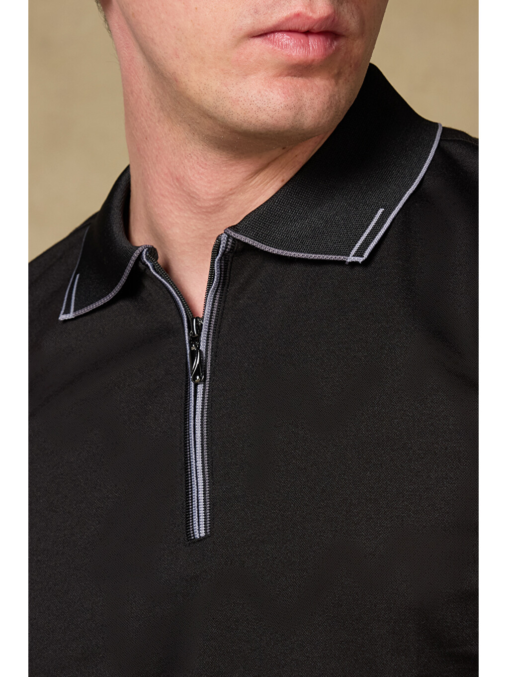 Nero Merserize Pamuklu Modern Fit Siyah Polo Yaka Erkek Düz Polo Shirt-2